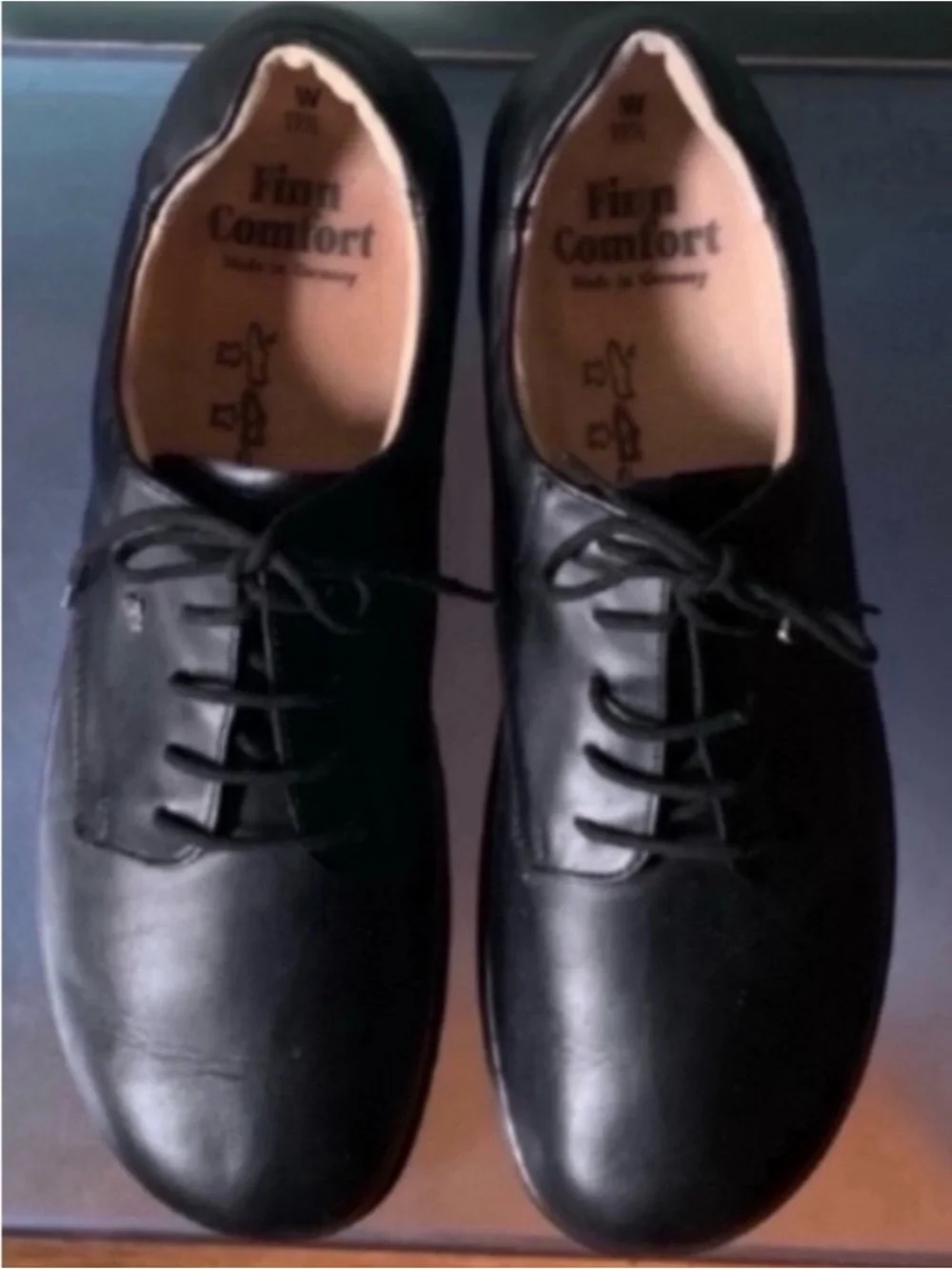 Finn Comfort Black Leather Lace-Up Shoes  Size 11.5 Wide